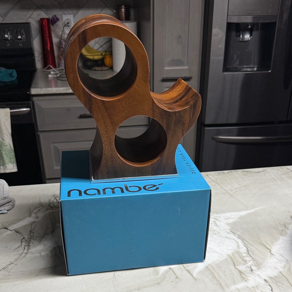Nambe Brown Wooden Wine Rack